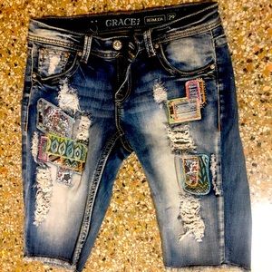 Grace in LA Bermuda denim shorts.